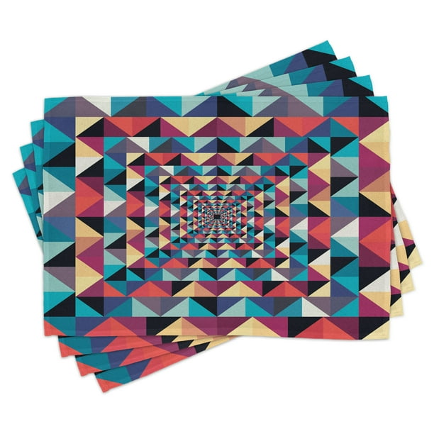 Contemporary Placemats Set of 4 Modern Style Visual Patchwork Effect
