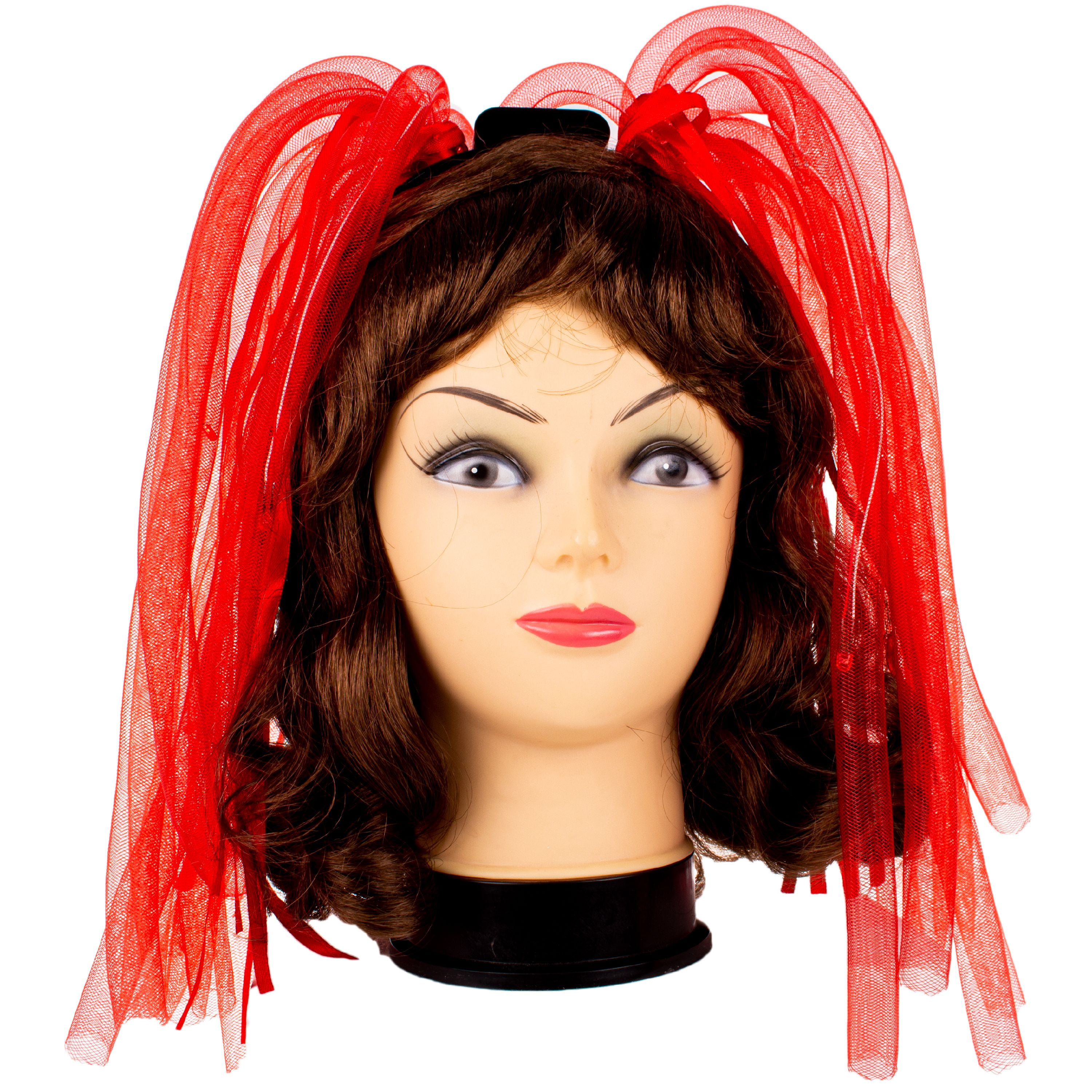 Veil Entertainment LightUp Neon Rave Noodle Hair LED Headband, Red