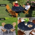 thumbnail image 4 of Blue Starry Sky Round Tablecloth for 55-60 Inch Tables, Fitted Table Cover with Elastic Edge, Universe Space Galaxy Night Star Waterproof Outdoor Table Cloth Protector for Patio Garden Dinner Picnic, 4 of 9