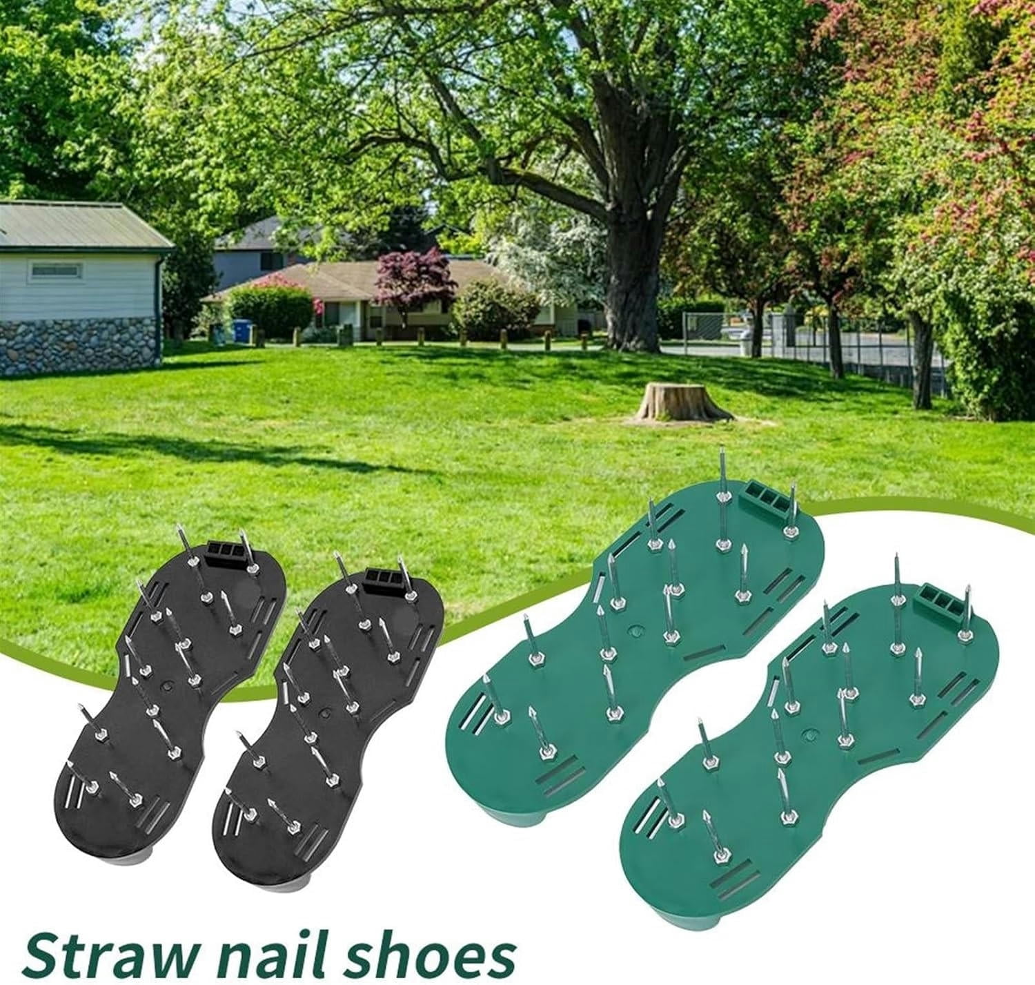 Lawn Aerator Garden Lawn Aerator Shoes Garden Scarifier Shoes Cultivator Scarification Nail Tool Lawn Aerator Spikes Shoes Tools(Black)