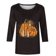 thumbnail image 3 of 3/4 Sleeve Halloween Shirt,2024 Halloween TShirts for Women Holiday Pumpkin Graphic Tees Shirts Trendy Dressy 3/4 Sleeve Tops Workout Fall Crewneck Tunic Blouse, 3 of 5