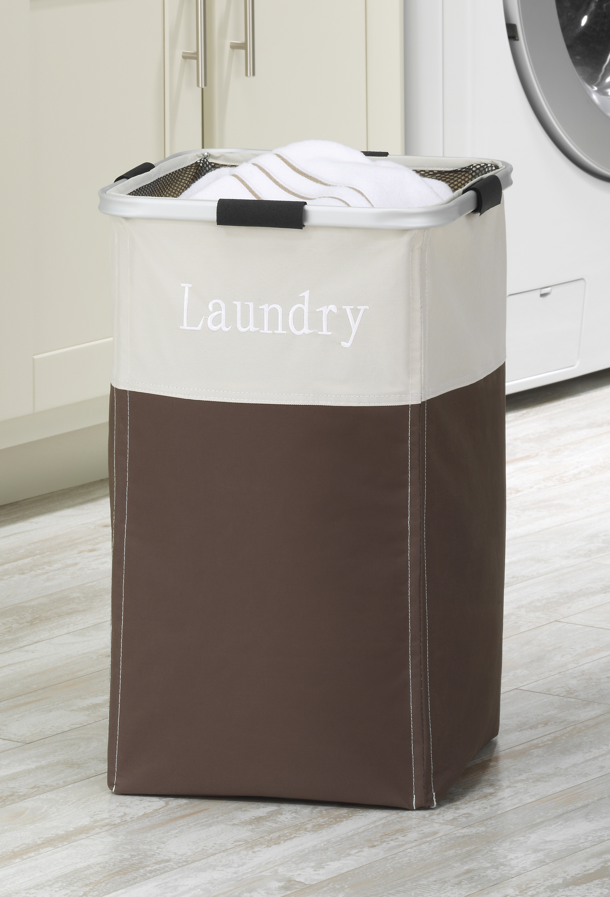Whitmor Square Polyester Strap Metal Frame Laundry Hamper, Java - For all ages - image 3 of 10