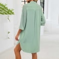 thumbnail image 7 of Arlun 2026 Spring Summer Button down Shirt Dresses for Women Long Sleeves Solid Color Mini Dress Trendy Roll-Sleeved Loose Comfy Thin Beach Vacation Frock Light Green XXL, 7 of 7