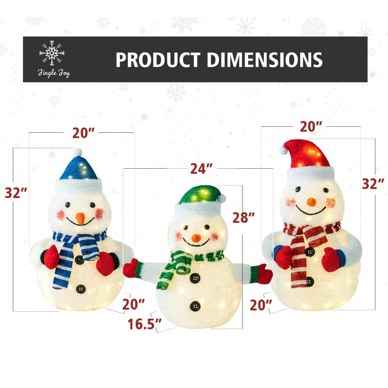 Jingle Joy LED Lighted 3-Piece 32-Inch Outdoor Snowman Family Set