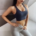 thumbnail image 4 of Ropa interior deportiva de alto impacto para mujer, ropa interior deportiva para correr con tiras cruzadas en la espalda, ropa interior con copas desmontables - Azul marino, 4 of 5