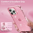 thumbnail image 4 of SaniMore for iPhone 14 Plus Case, Full Camera Lens Protection Women Cute Clear Glitter Bling Sparkly Cover Anti-yellow Transparent Shockproof Bumper for for iPhone 14 Plus, Pink, 4 of 7