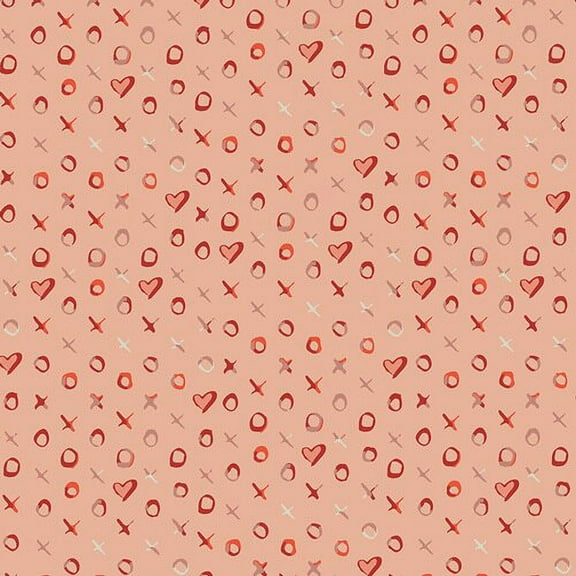 Pink Hugs & Kisses Warm fabric - Love Story Art Gallery Fabrics, Sold by the Quarter Yard