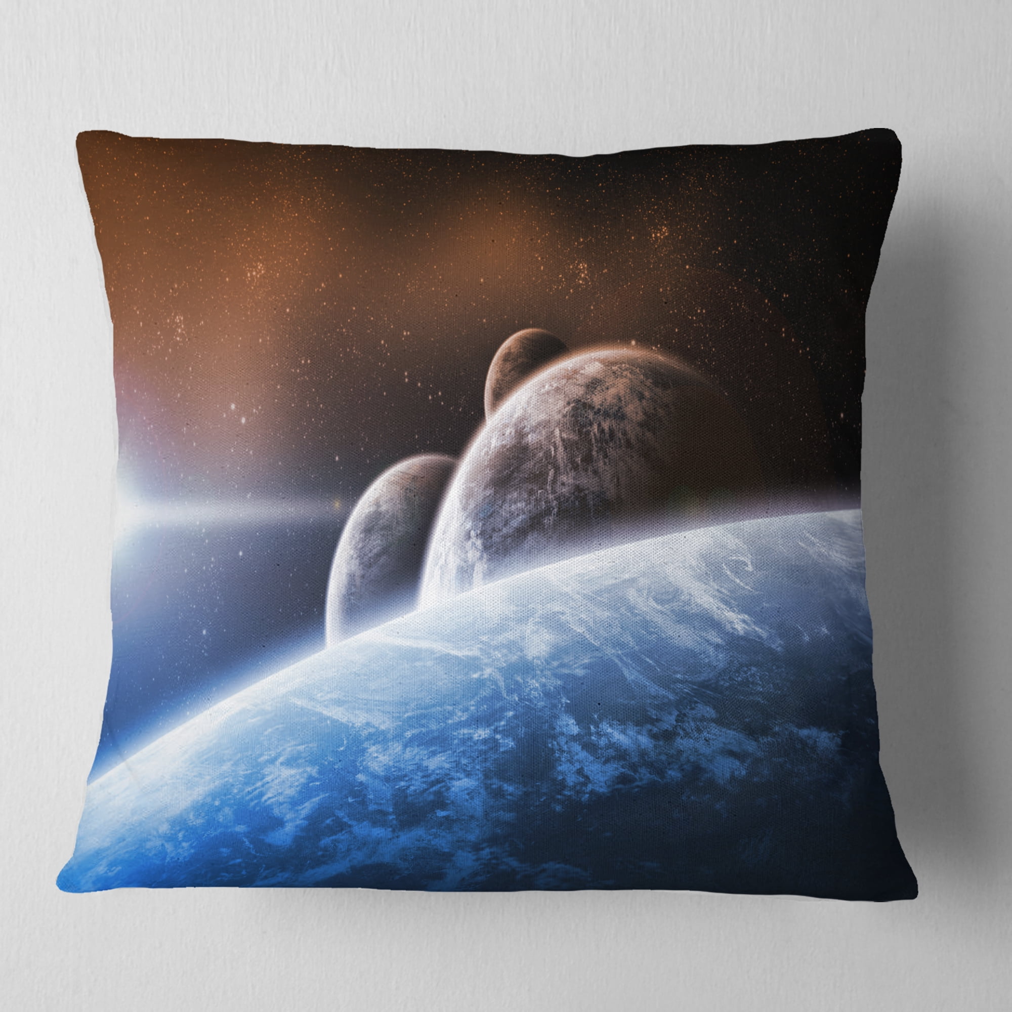 Designart Space Planet Landscape - Abstract Throw Pillow - 16x16