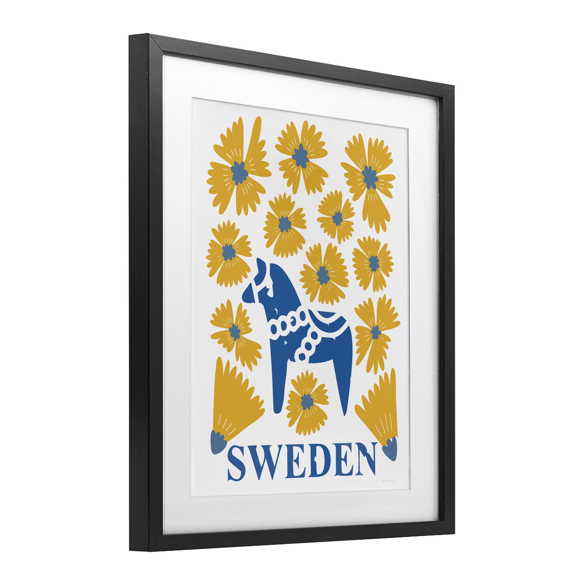 Stupell Industries Swedish Folk Flowers Black Framed Print Under Glass, design by Omar Escalante