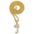 thumbnail image 1 of CBC Crown Rhinestone Studded Crown Small Initial Alphabet Letter Pendant Necklace 24" Cuban Chain Necklaces in Gold Tone (Gold - J), 1 of 4