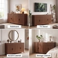 thumbnail image 4 of Poshby 55" Fluted Credenzas Sideboard Buffet Cabinet with 3 drawers, 4 Doors for Kitchen, Living Room, Walnut, 4 of 9