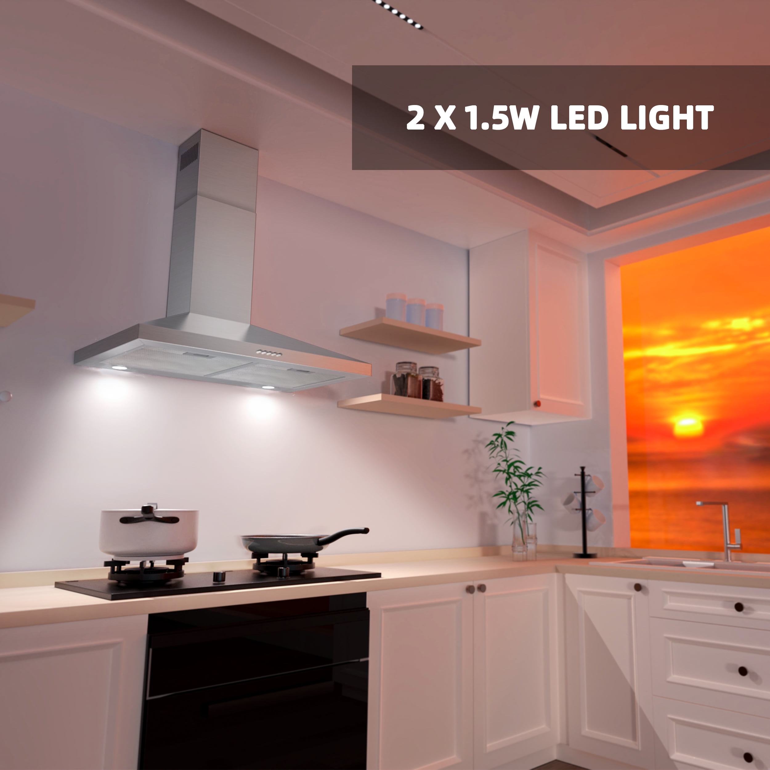 Stainless Steel Chimney Hood EKON 36-inch Under Cabinet Range Hood