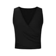 thumbnail image 4 of Hfyihgf Women's Sleeveless Shirt Deep V Neck Bodycon Wrap Front Slim Fitted Tank Tops Summer Party Casual Crop Tops(Black,L), 4 of 6