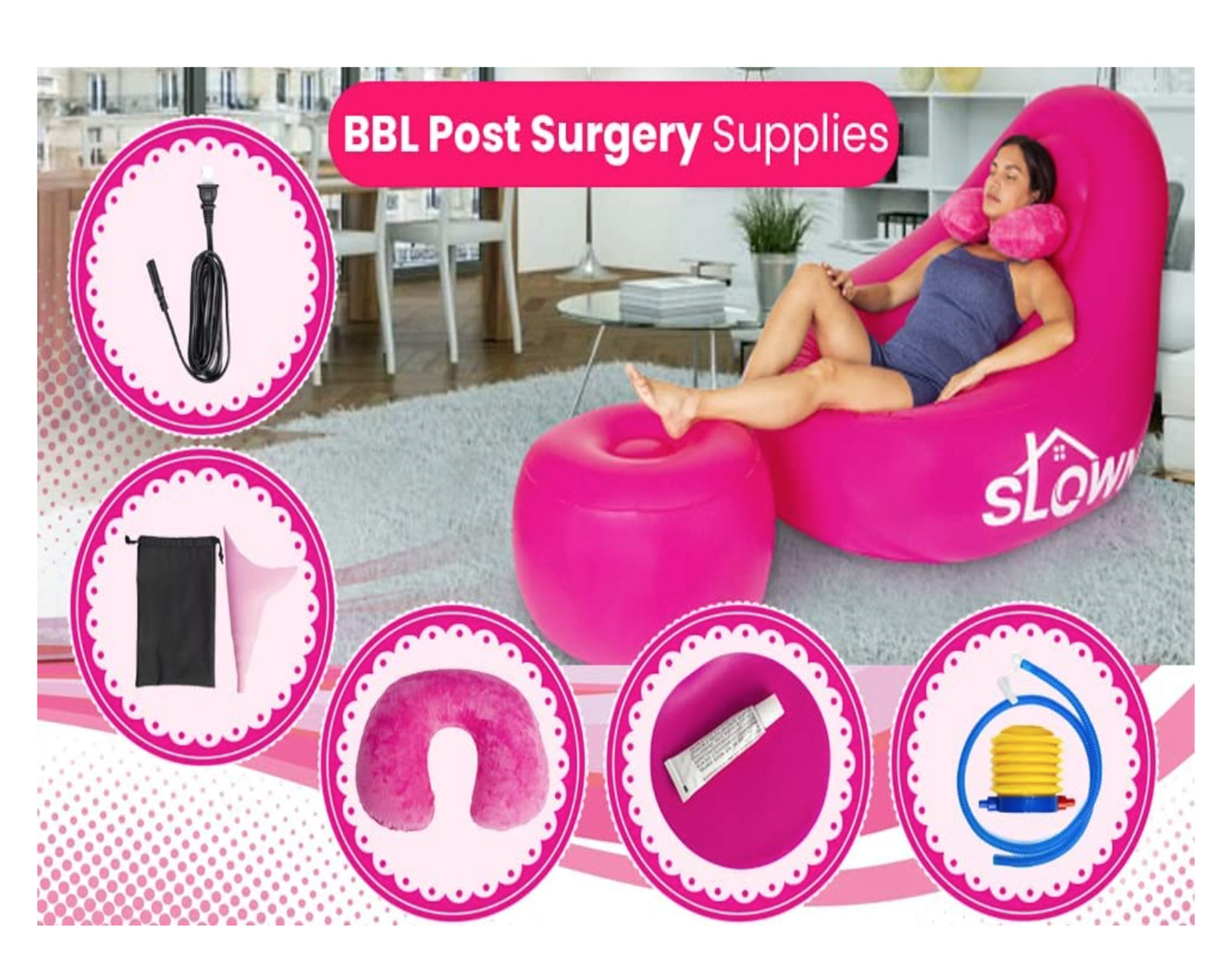 Socivis BBL Chair After Surgery for Butt with Hole with Built-in Air Pump, BBL Inflatable Chair Sofa, Brazilian Butt Lift Surgery Supplies for Sitting