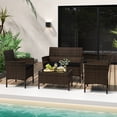thumbnail image 2 of Gymax 4 Piece Patio Rattan Conversation Set Outdoor Wicker Furniture Set w/ Chair, 2 of 10