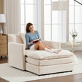thumbnail image 4 of Dinosisco Oversized Lounge Chair with Ottoman, Cloud Accent Armchair for Living Room, Beige Chenille, 4 of 9
