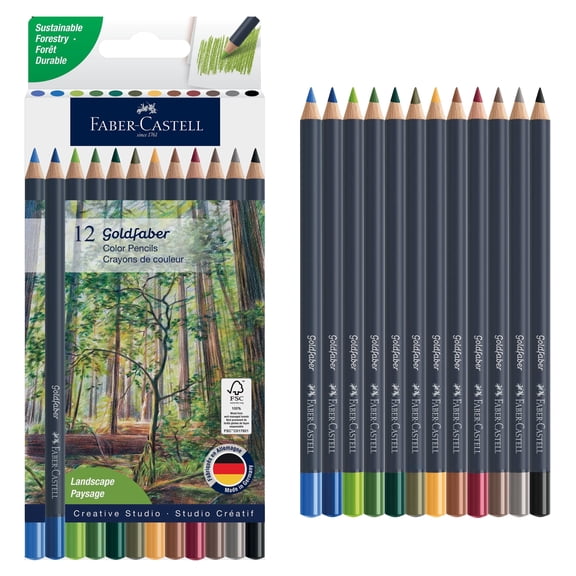 Faber-Castell Goldfaber Landscape Colored Pencils | Back to School Art Supplies | Blendable, Break-Resistant Cores for Sketching (12 Count)