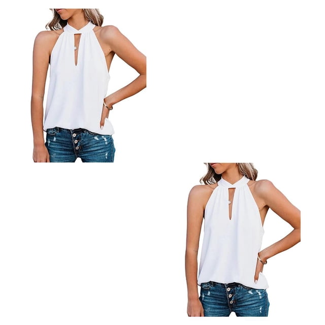 Blusa Sin mangas Minnieouse para mujer Top elegante de verano Blanco M CBP250992