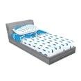 thumbnail image 2 of Ambesonne Blue Fitted Sheet & Pillow Sham Set, Puffy Clouds Rainy Day, Twinxl, Blue White, 2 of 2