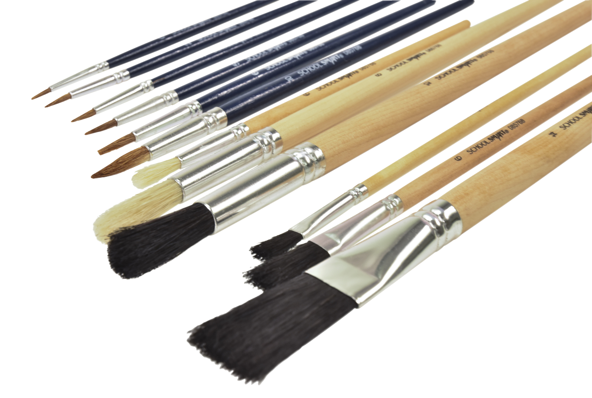 School Smart 085768 Economy Natural And Synthetic Paint Brush Assortment