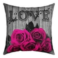 thumbnail image 2 of Hot Pink Rose Flowers Throw Pillow Covers 22x22 inch set of 2 Retro Rustic Rose Floral Cushion Cases Valentine's Day Couple Square Pillow Cases for Women,Romantic Blossom Cushion Covers Black Grey, 2 of 6