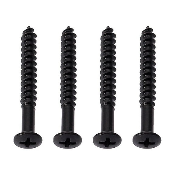 ELAYARD 4-Pack Black Guitar Neck Plate Screws Hardware for Electric and Acoustic Guitars