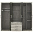 thumbnail image 6 of LUCKHAO 6-Doors Wooden Wardrobe Storage Cabinet   for Bedroom, Wooden Wardrobe Closet Organizer with Big Drawers, Hanging Rail and Shelves, 6 of 7