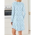 thumbnail image 5 of KISSGAL 2 Pack Nightgowns for Women Long Sleeve Nightshirts Soft Crew Neck Pajamas Dress Sleepwear , Floral Printed, S-XXXL, 5 of 7