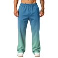 thumbnail image 5 of LTTVQM Men's Gradient Wide Leg Pants Outdoor Adventure Ombre Fade Adjustable Drawstring Big Side Storage Pockets Summer Casual Wide Leg Pants Turquoise 2XL, 5 of 7