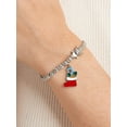thumbnail image 4 of Fine Silver Plated Diamond Accent "S" Link Tennis Bracelet With Enamel Holiday Christmas Stocking Charm 7.25", 4 of 10