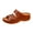 Brown Faux Leather Sandals, variant on hopeusnice Women's Embroidered Faux Leather Sandals Textured Straps Ankle Strap Decorative Embellishments Wedge Heel Slippers Brown 38