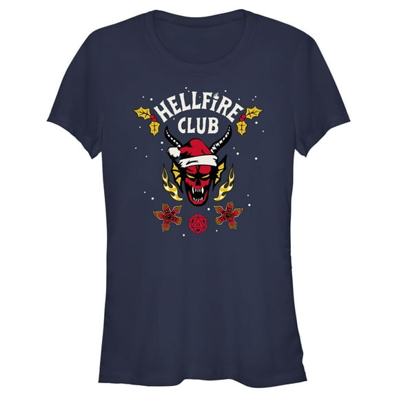 Netflix Junior's Stranger Things Christmas Hellfire Club Logo Graphic T-Shirt
