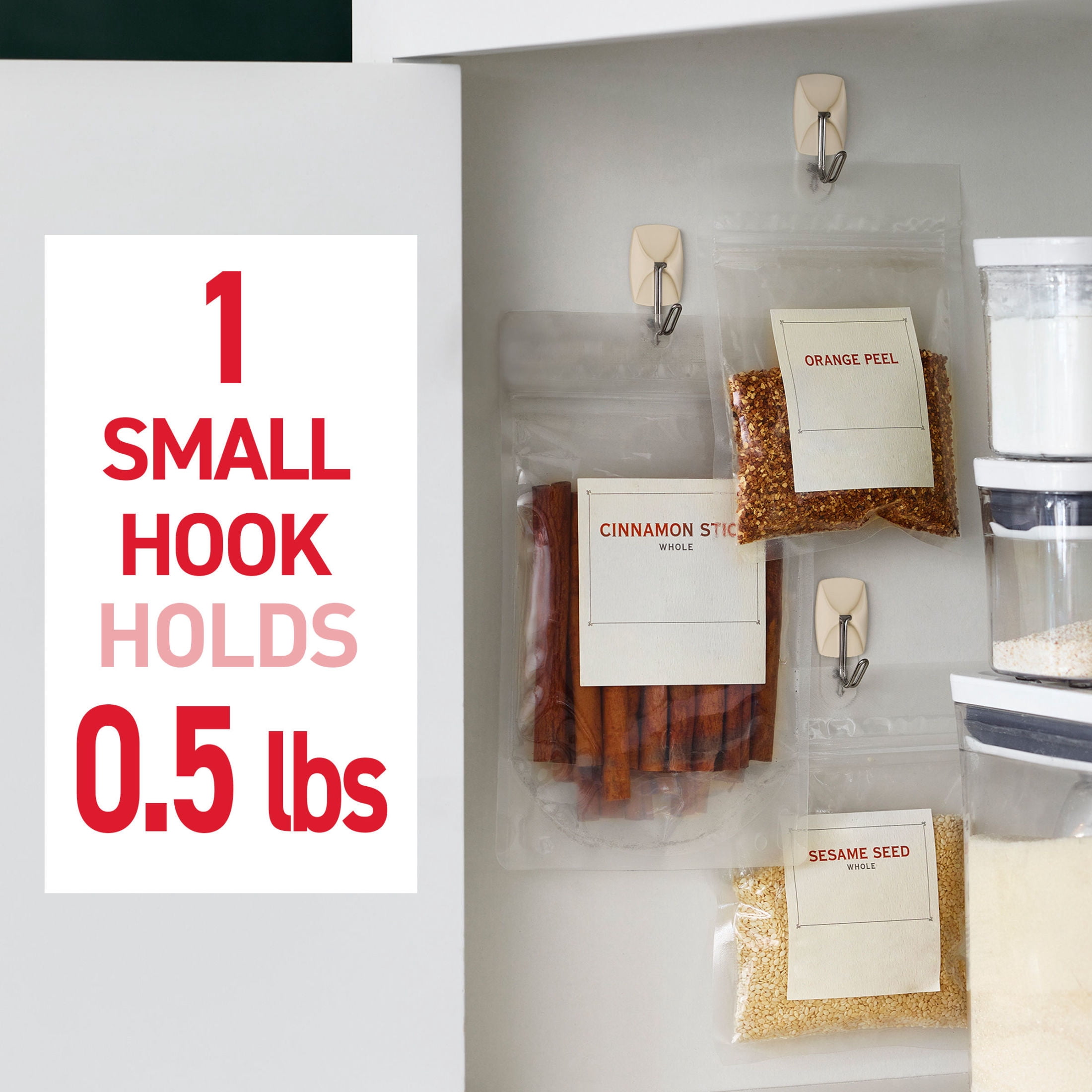 Command Small Wire Hooks, Latte, Holds .5 lbs, 9 Hooks, 12 Adhesive Strips