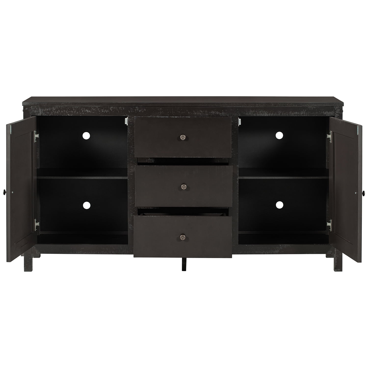 Kadyn Retro Solid Wood Buffet Cabinet, Kitchen Storage Cabinet with 2 Storage Cabinets and 3 Drawers, Sideboard Storage Cabinet for Living Room, Espresso Kadyn Retro Solid Wood Buffet Cabinet, Kitchen Storage Cabinet with 2 Storage Cabinets and 3 Drawers, Sideboard Storage Cabinet for Living Room, Espresso
