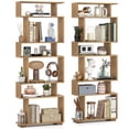 thumbnail image 1 of Gymax 2PCS 6-Tier Bookshelf w/2 Anti-Tipping Kits Wooden Display Shelf for Home Office Natural, 1 of 10