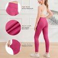 thumbnail image 6 of Resicozy Girls Athletic Leggings High Waisted Yoga Pants with Pockets Soft Stretch Fabric, Wide Waistband, for Running Dance Gymnastics Gym3-12 Years Hot Pink 130, 6 of 6