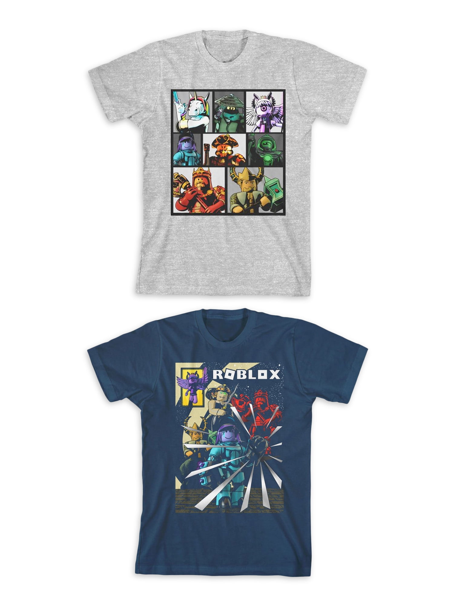 Roblox Roblox Boys Short Sleeve Graphic T Shirts 2 Pack Size 4 18 Walmart Com Walmart Com - how to make folded sleeves on roblox