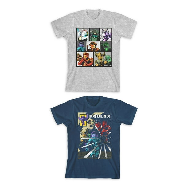 Robox Roblox Boys Character Panel Action Graphic T Shirts 2 Pack Sizes 4 18 Walmart Com Walmart Com - kids roblox t shirt personalised character design personalized t