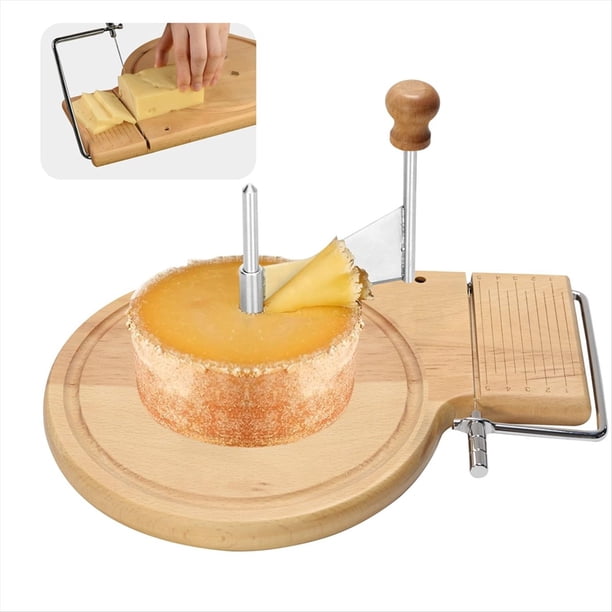 Rizador de Queso, Rebanador y Cortador de Queso, Raspador de Queso de Madera con Grosor Ajustable, para Rebanar Quesos Duros y Blandos.