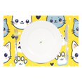 Cartoon Cat Face and Paw Placemats Set of 1 12x18 inch Table Place Mats