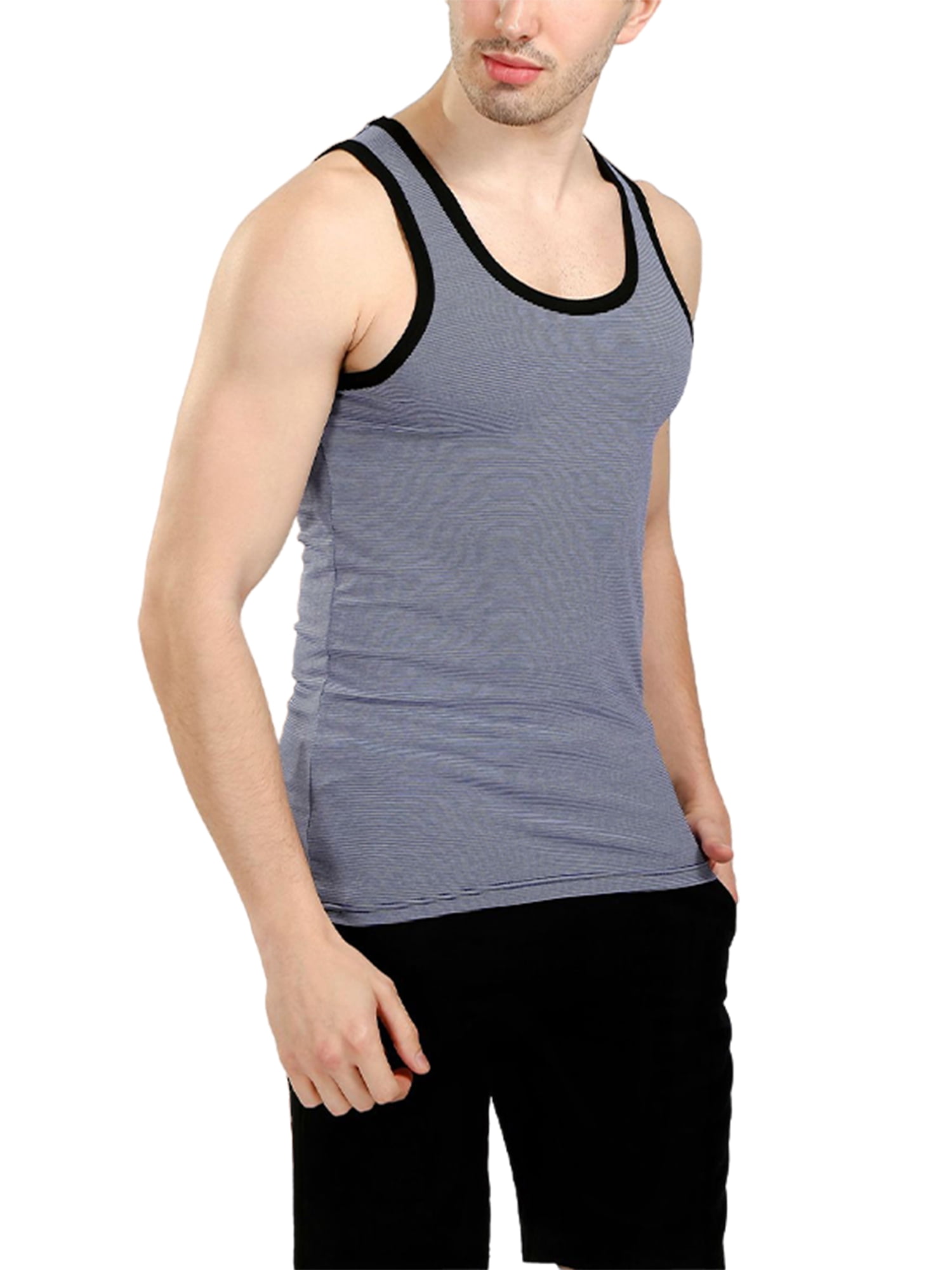 Men Casual Solid Color Crew Neck Vintage Car Fitness Tank Undershirts