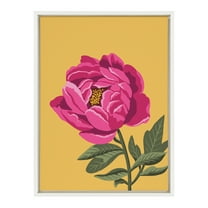 Kate and Laurel Sylvie Bright Peony Framed Canvas Wall Art by Maria Filar, 18x24 White, Natural Floral Art for Wall