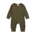 thumbnail image 5 of Jalioing Infant Baby Long Sleeve Romper Solid Color Jumpsuit Comfy Cute Cotton Bodysuit Fall Winter Outfits 0-24 Months, 5 of 8