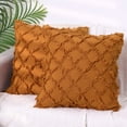 thumbnail image 2 of REGALWOVEN Set of 2 Solid Color Cut Flower Checkered Throw Pillow Covers Soft Cozy Neutral Decorative Cushion Covers for Sofa Home Decor Brown 18" x 18", 2 of 6