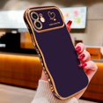 thumbnail image 2 of for iPhone 11 Case for Women Girls, Cute Wave Frame Curly Shape with Love Heart Pattern Raised Camera Protection Cover Luxury Plating Shockproof Phone Case for iPhone 11, Dark Purple, 2 of 16
