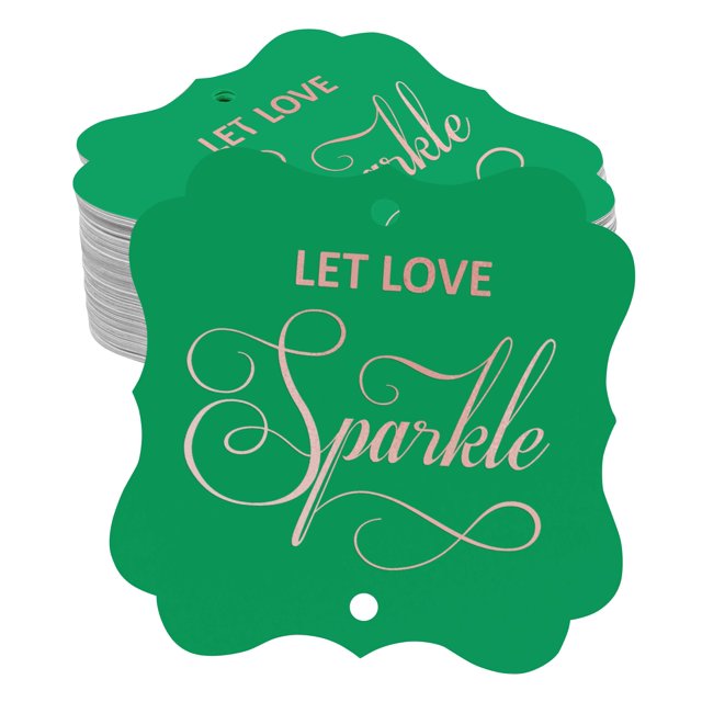 Inkdotpot Real Rose Gold Foil Let Love Sparkle Wedding Tags Favor Bracket Shape Hang Pack Of 100 Paper Tags