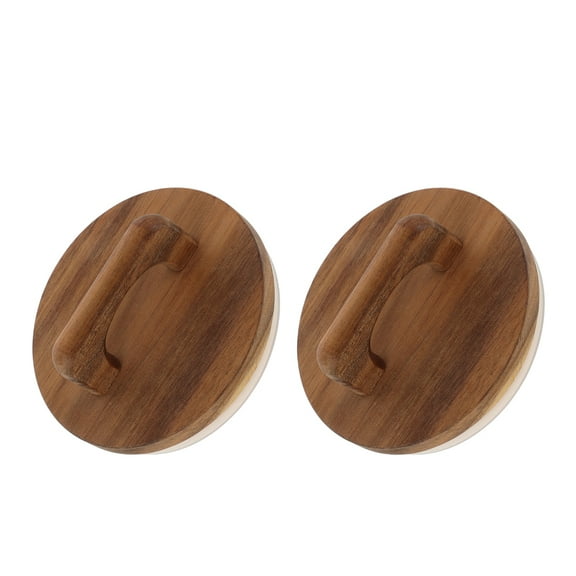 OATIPHO Airtight Jar Lids Mason Jar Lids With Wooden Handle 2Pcs 4In