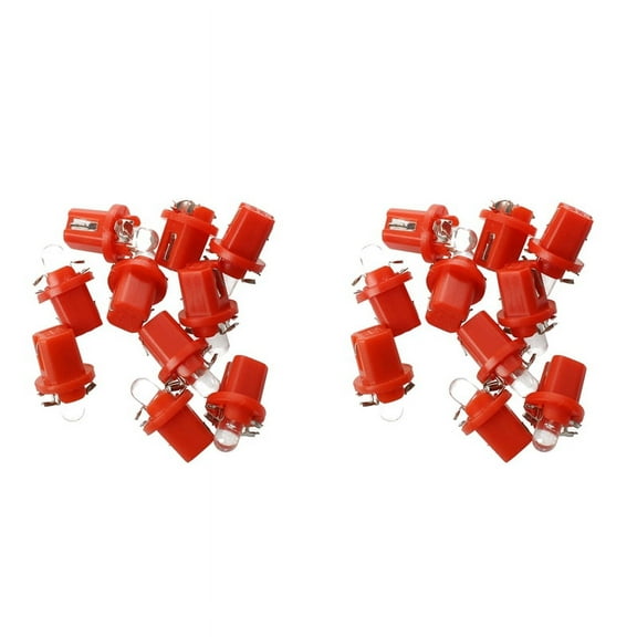 20 Pcs LED Counter Dashboard B8 Bulb - 5 D T5 with Support Auto Self-lighting Red