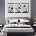 thumbnail image 4 of Hieng Navy Blue Wall Art Canvas Abstract Floral Painting Blue and Gray Posters Watercolor Flower Decor Wildflower Pictures Botanical Prints for Living Room Bedroom Bathroom 3 Pcs, 4 of 6