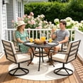 thumbnail image 4 of Outdoor Swivel Dining Chairs Set of 4, Heavy Duty Metal Chairs with Thickened Cushions for Garden, Lawn and Porch, Beige, 4 of 9